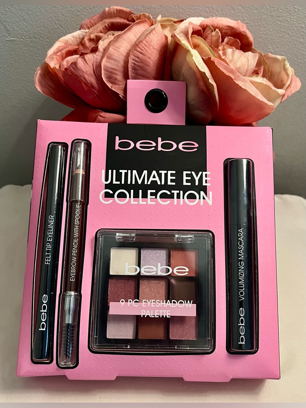 bebe Ultimate Eye Collection  4-Piece Bundle. Footies, Hair aBonnet & Face Spray - Picture 3 of 8